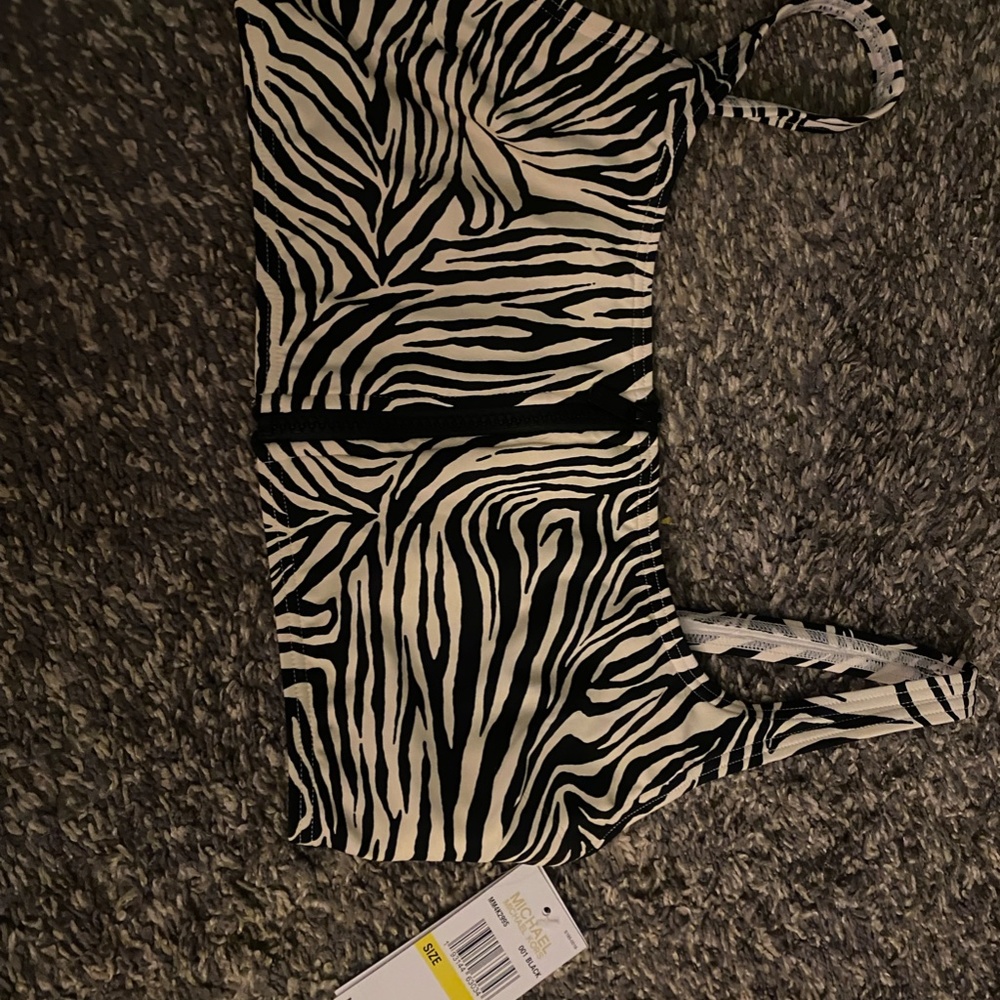 COPY - MICHAEL MICHAEL KORS ZIP FRONT BIKINI TOP - ZEBRA